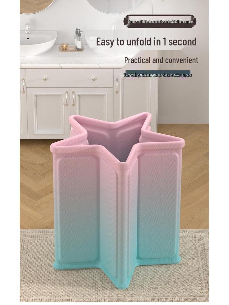 Folding Insulated Adult Soaking Tub - Anti-Rollover, Cotton-Padded, Large Size (Blue/Pink)