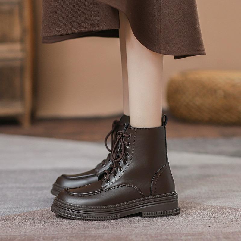 Fashion Luxury Women's Boots 2025 Spring Autumn Laceup Short Boots Fashion Anti-skid Platform Boots for Women Brand New Shoes Zapatos