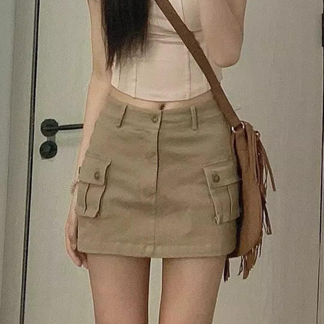 

2024 Autumn Women s High-Waist Slimming Denim Midi Skirt, American-Style Bodycon A-line XL