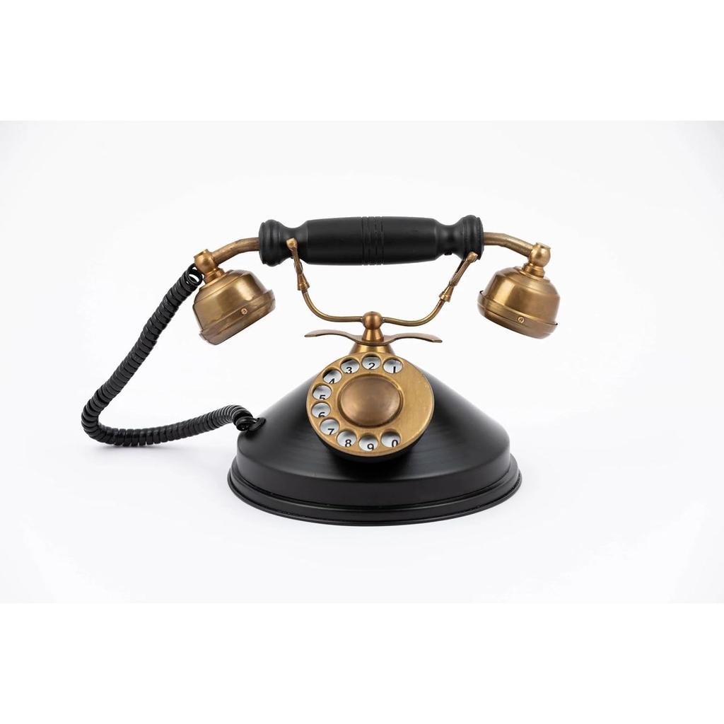 Vintage Decorative Telephone Made By Brass Antique Look Corded Telephone Model. Made Showpiece (Non Working) Desk Decor Item
