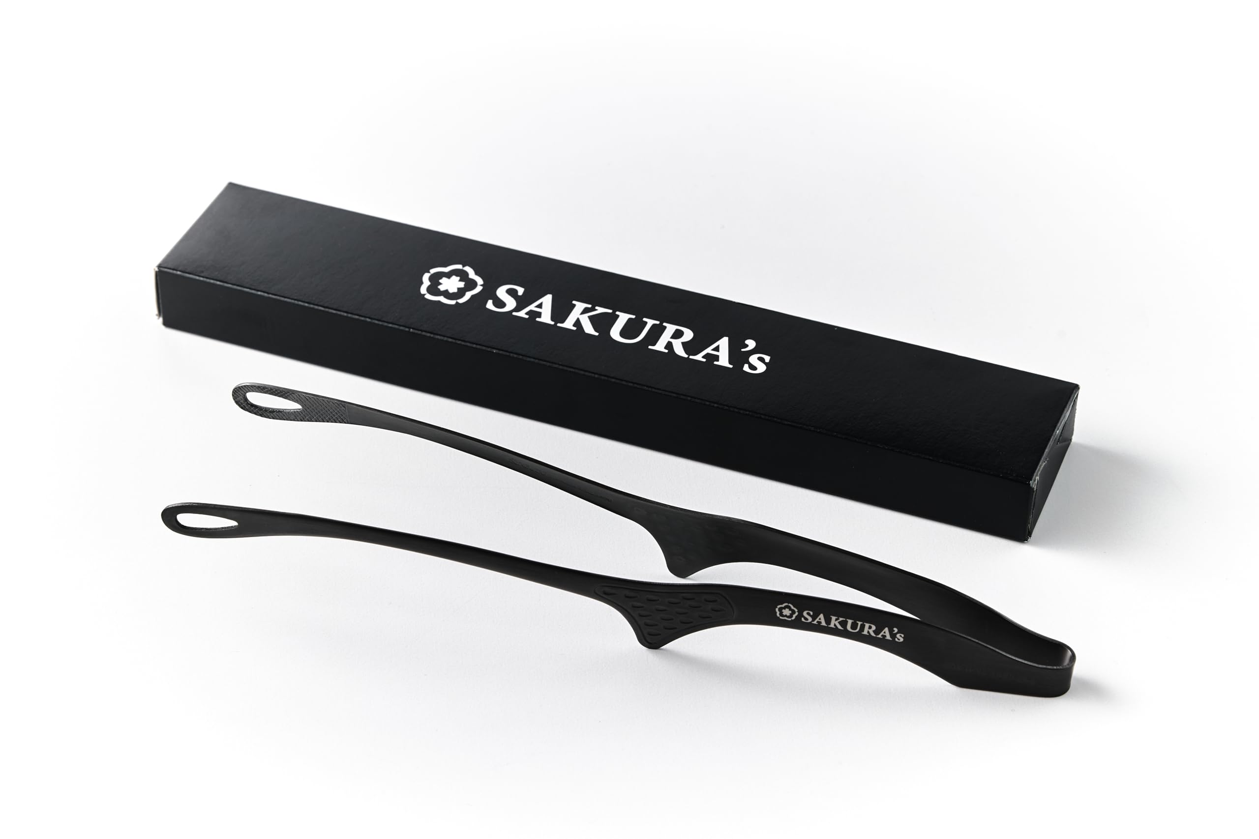 

Stainless steel tongs that replace your dominant hand. Made in Japan, Tsubame-Sanjo, Niigata. Sakura Restaurant Model. Black finish. Dishwasher safe.