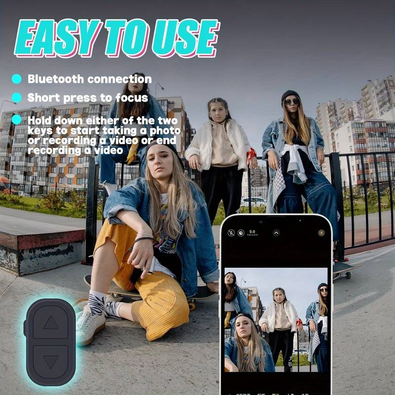 Tiktok BT Smart Scrolling Ring Remote Page Turner with Cell Phone Stands Wireless Camera Shutter Selfie Button - for iPhone iPad Android (Black)