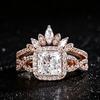 2Pcs/set Full Paved Shining Zircon Elegant Rings for Women Light Luxury Wedding Engagement Promise Ring Sets Jewelry