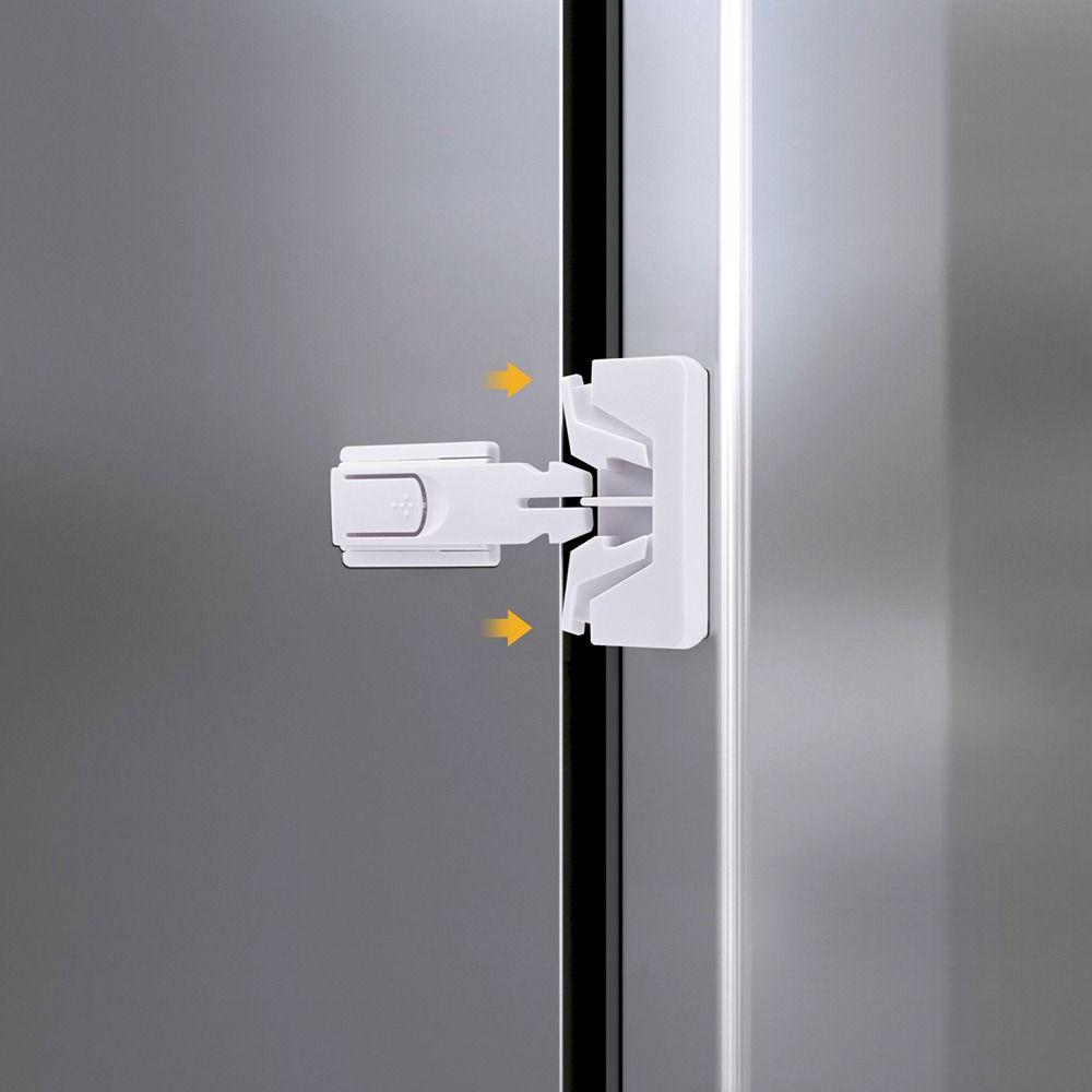 Trava de Segurança Anti-beliscão para Geladeira Autoadesiva em Ângulo Reto Fixação Forte Trava para Porta de Armário