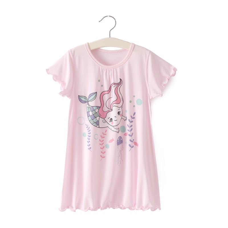 Girls' Modal Silk Summer Pajama Dress - Thin Princess Style for Kids
