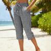 Damen Mode Kariert Print Elastischer Bund Zum Binden Locker Freizeit Sieben-Achtel 7/10 Hose