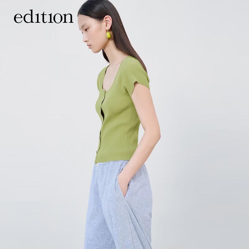 Women's U-Neck Knit Short Sleeve Cardigan