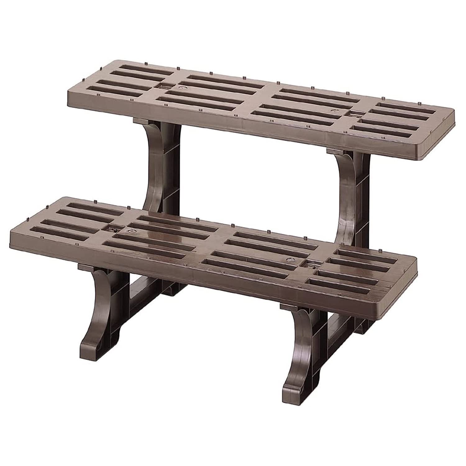 

Shimomura Kihan Flower Stand 2 Tier 550 in Resin Gardening Horticulture Pot Planter Stand Brown 20312 [Made Japan]