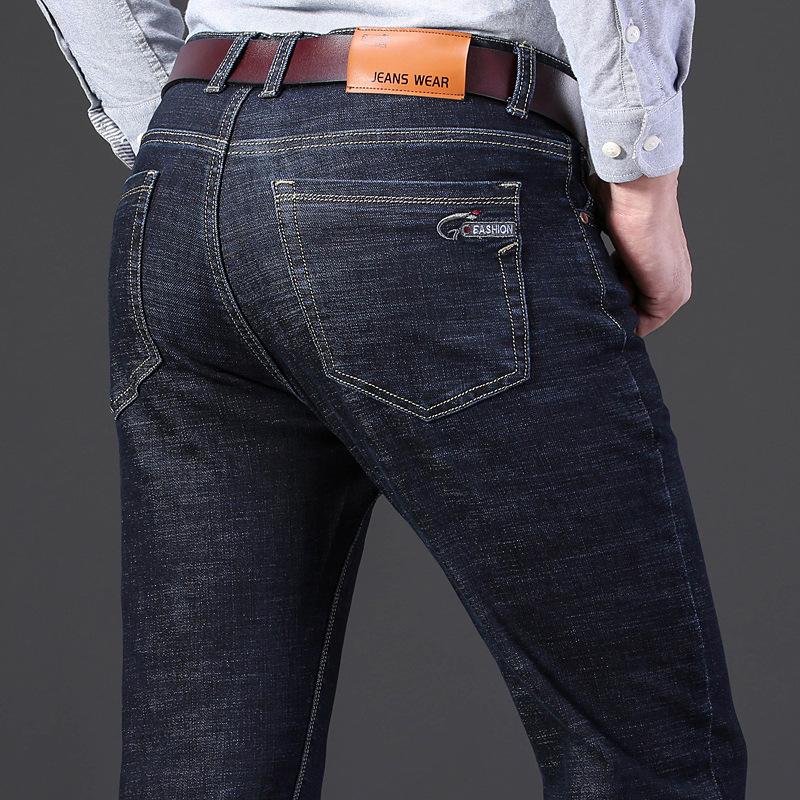 High elasticity, fleece and thickened jeans, loose fat, fattened and enlarged size, autumn and winter cotton and fleece pants.