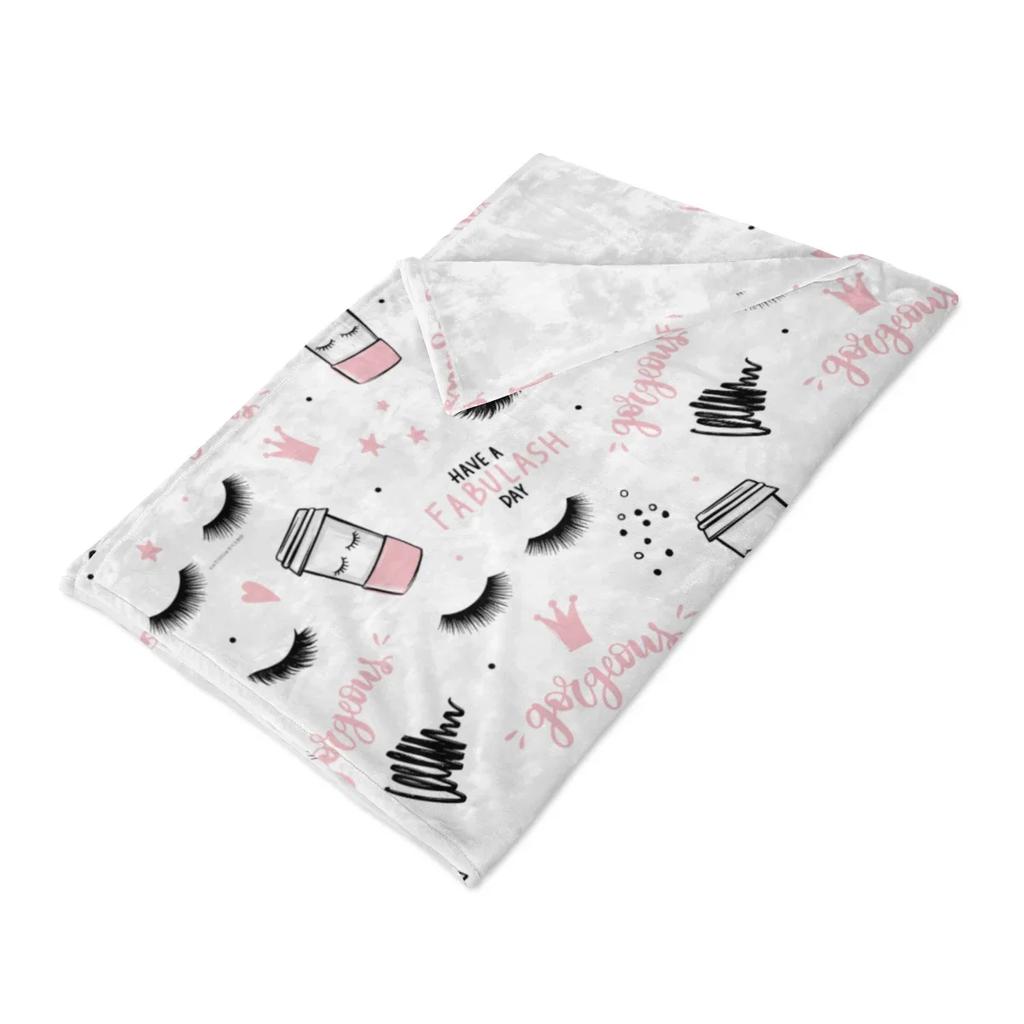 1 piece of double-sided flannel eyelash lipstick suitable for female blankets, digital printed sofa blankets, air conditioning