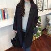 Autumn Winter Women's Mid-Length Woolen Outer Wear Korean Style Versatile Black Thickened Woolen Coat