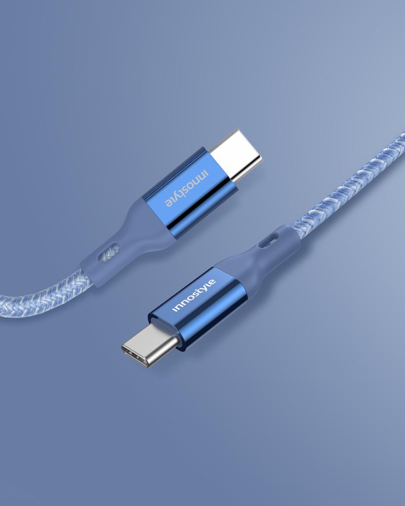 Innostyle Powerflex Usb-C Fast Charging Cable For Iphone Samsung 3A 60W Kevlar 2M Blue