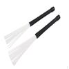 Pair Retractable Telescoping Drum Brushes Sticks White Nylon 32cm