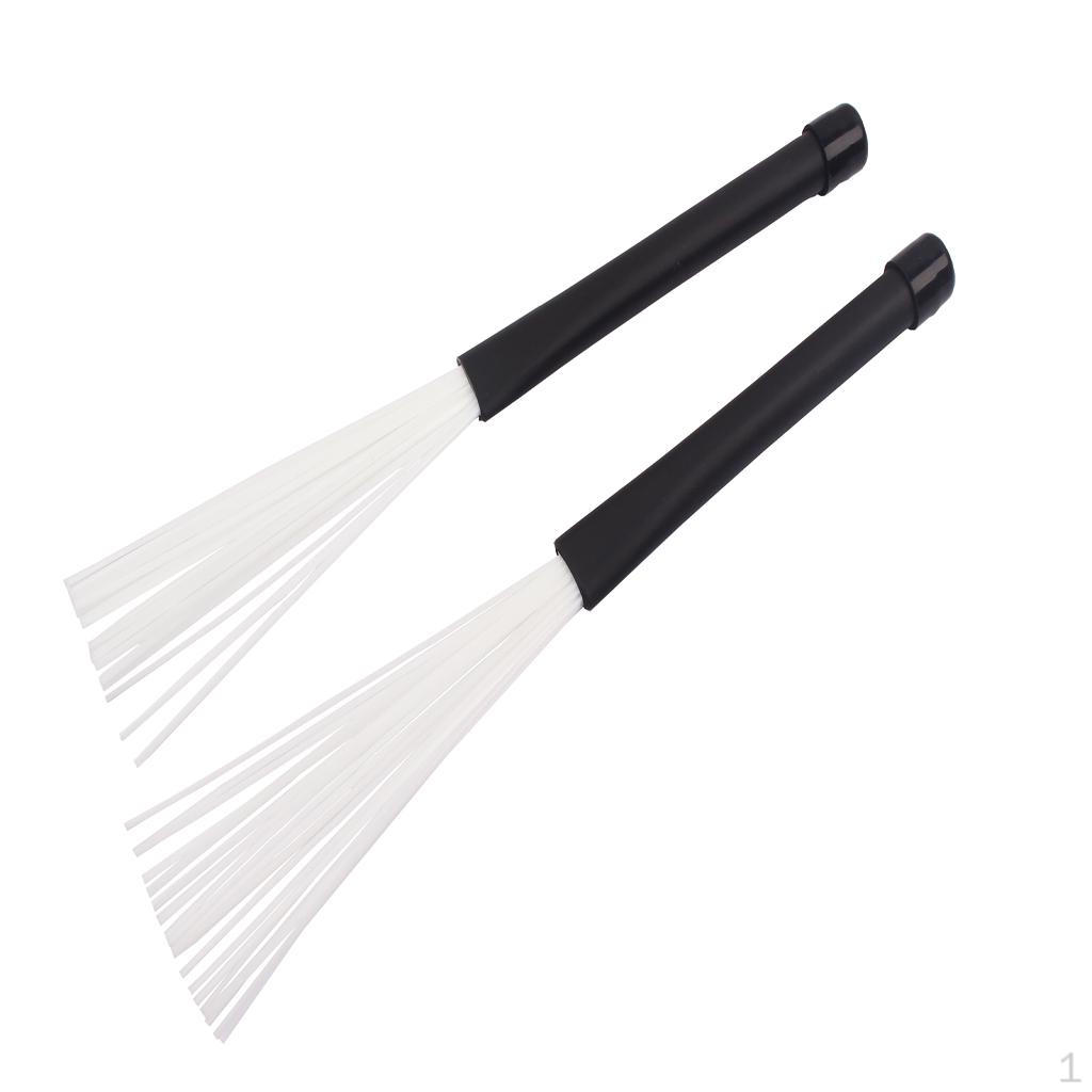 Pair Retractable Telescoping Drum Brushes Sticks White Nylon 32cm