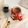 330ml 3D Cute Fox Ceramic Mug with Lid , Novelty Animal Coffee Cup for Tea Milk, Birthday Gift Home Decor