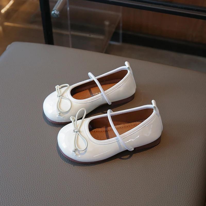 Spring Summer Children Ballet Shoes Glossy Trend Girls Leather Shoes Soft Princess Versatile Kids Fashion Flat Loafers Classic