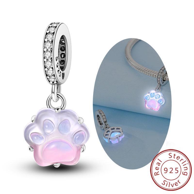 Original Charms Beads Pendant Copper Luminous Firefly Cat Claw Rose Magic Hat Beads Fit Bracelets Diy Jewelry Gift