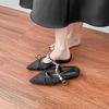 Yuanlitong half-drag single shoes women's fashion pointed temperament lace breathable flat shoes women's inner height increase versatile muller shoes