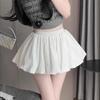 White High-Waist Anti-Exposure A-Line Mini Skirt - Women's Sweet Age-Reducing Flower Bud Design