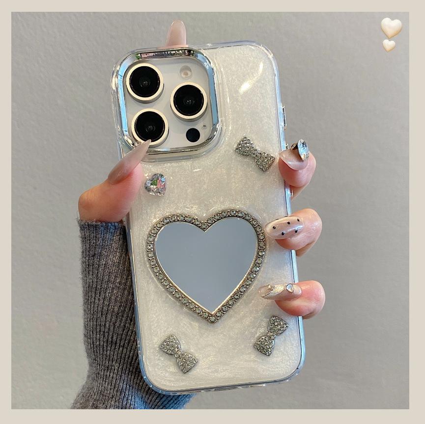 Heart Mirror Electroplated Frame Case for iPhone 17 & Apple 16 PROMAX (No Bracelet).