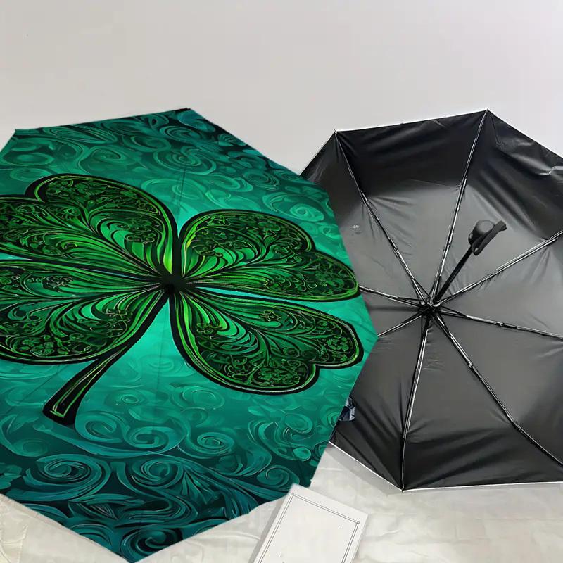 1pc Clover Automatic Open/Close Umbrella Compact Folding Umbrella with 8-Rib Shaft for Women/Men, Elegant Birthday1277S