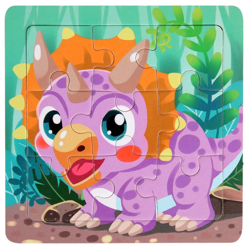 11cm Children Wooden Jigsaw Puzzle Games Cartoon Animal Vehicle Pattern Wooden 3d Puzzle Montessori Educational Toys