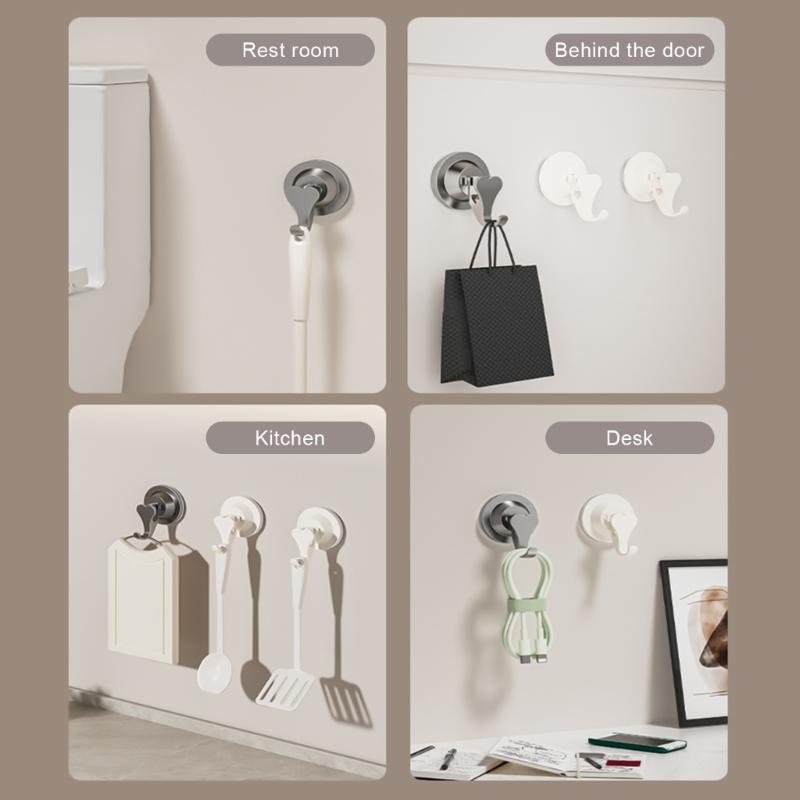 Stable Suction Cup Hook for Storage Not Drill Installation ABS Wall Hook Vacuum Suction Hook Simple Install for Home