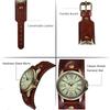 JewelryWe Antique Style Unisex Watch Retro Dial Frame Leather Alloy Brown