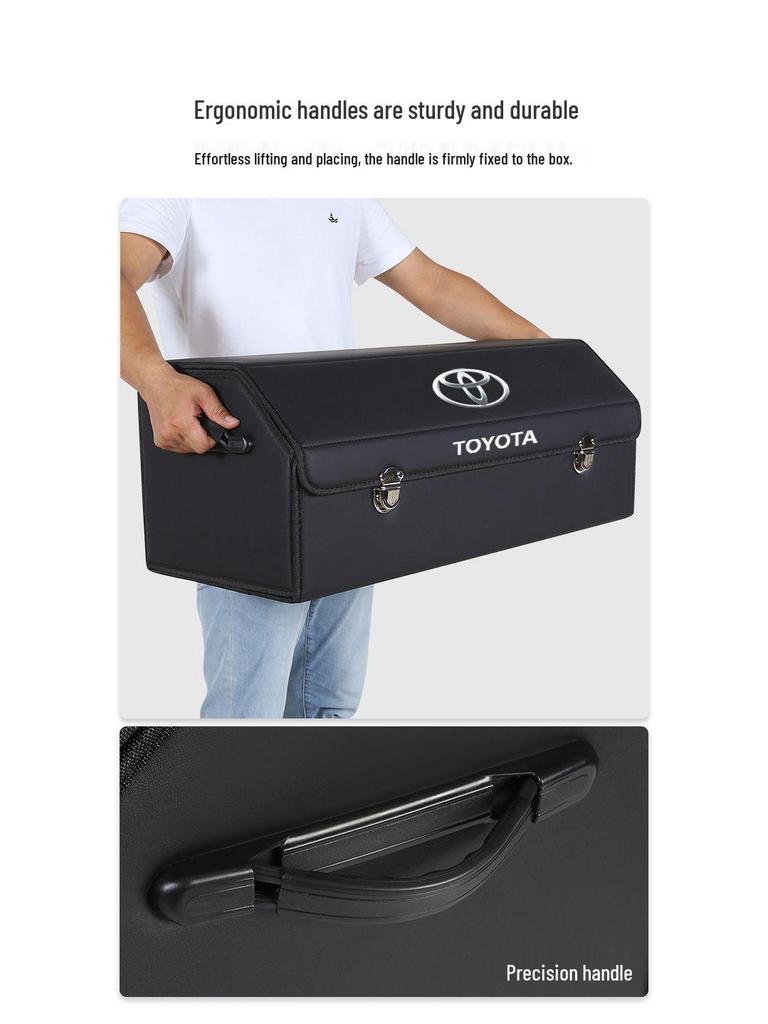 Fits in the trunks of Toyota Land Cruiser, Highlander, and Corolla.