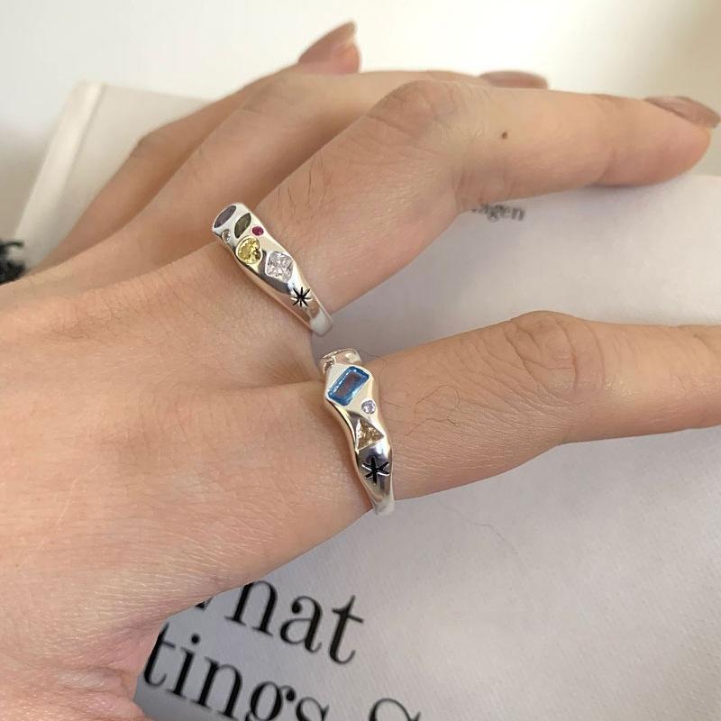 Adjustable Open Unique Ring With Multicolored Zircon Stones Perfect For Stylish Women Accessories