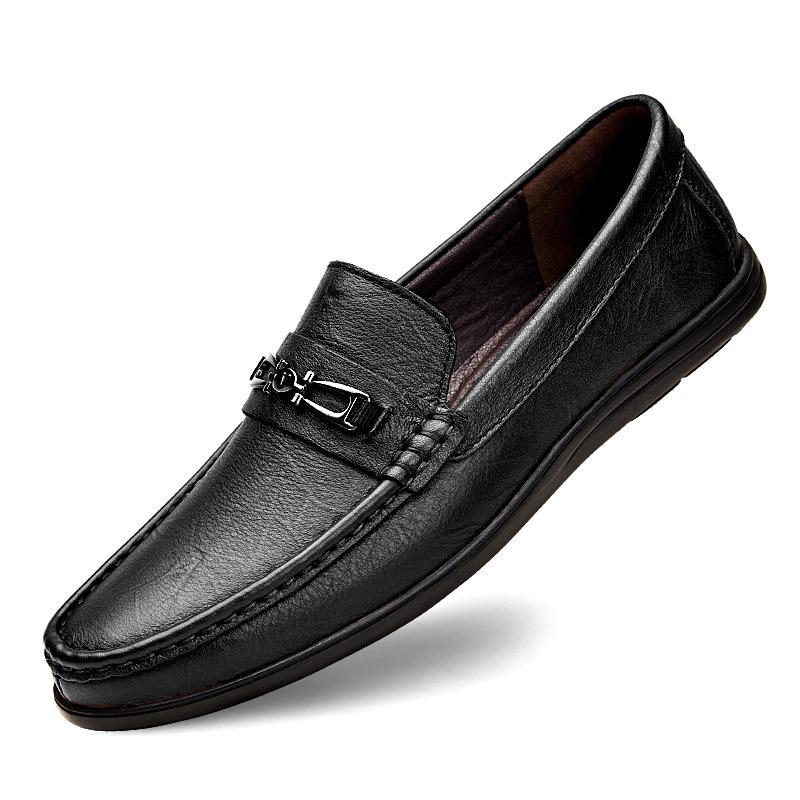 Men s New Style Breathable Loafers - Top Layer Cowhide Casual Leather Shoes for Business 39