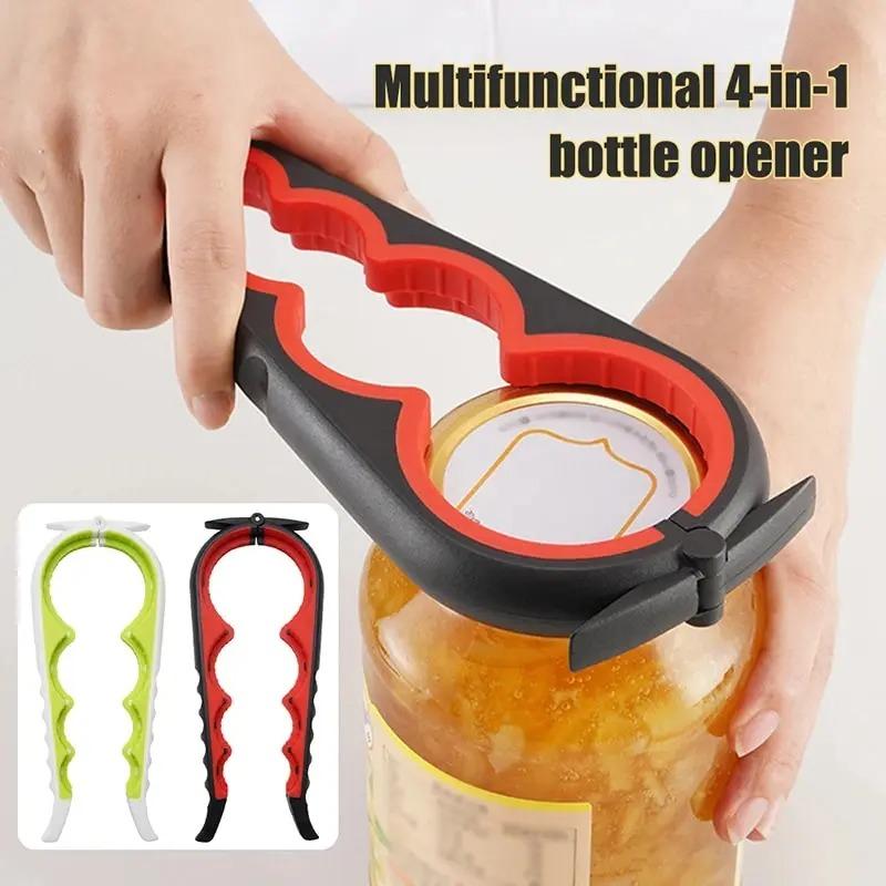 Multifunctional Four In One Can Opener Beverage Bottle Opener Cap Twister Four Position Can Opener Anti Slip Cap Twister