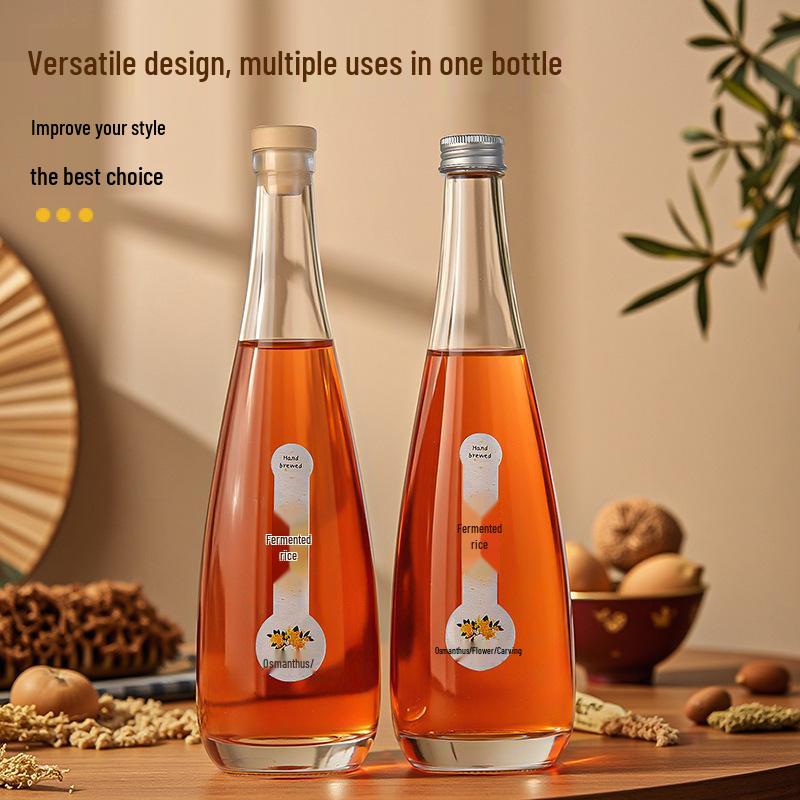 Transparent Glass Wine Bottles for Home Brewing - Sealed & Empty for Ice Wine, Beverage, or Juice