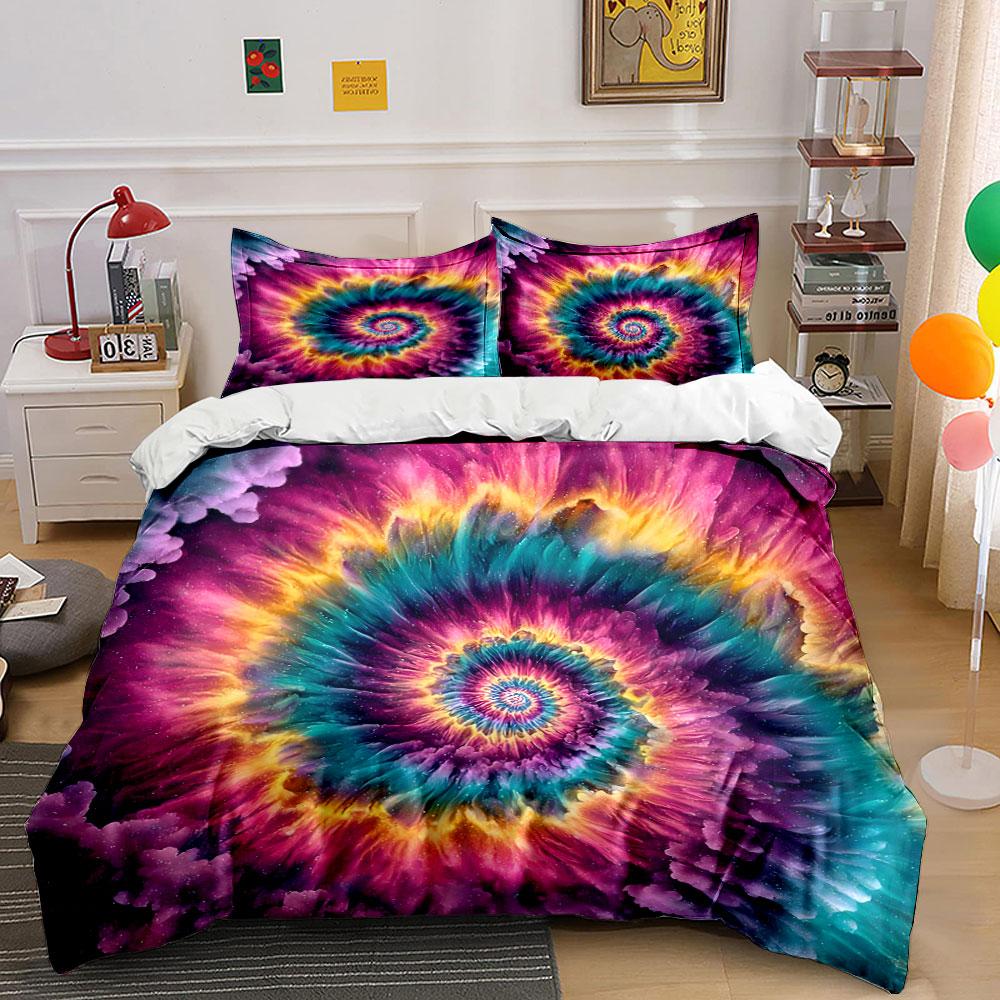 Psychedelic Spiral Art Set Design Kid'S And Adults' Bedroom Decor, Exquisite Three-Piece Bedding Set Gift