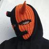 1 Stück Halloween Gehörnte Sturmhaube Gestrickte Maske Plüsch Polyester Warme Kostüm Mütze für Winterparty Cosplay Requisiten Fotomütze