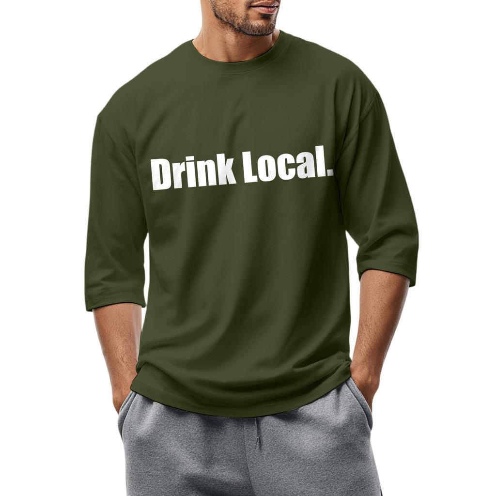 Men's fashionable casual round-neck three-quarter sleeve top T-shirt
