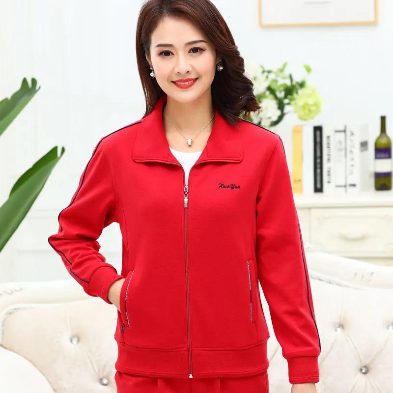

Женская весенне-осенняя однотонная куртка с лацканами, свободная спортивная верхняя куртка с длинными рукавами для утренней тренировки 5XL красный
