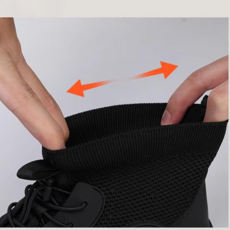 Herren High-Top Wanderschuhe Gestricktes Atmungsaktives Mesh Outdoor Sneaker Männlich Rutschfest Lässige Sportschuhe für Trekking Übung