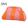 Women Clutch Purse Woven Striped Purse, Large Capacity Kiss Lock Cosmetic Bag Pouch, Summer Beach Vacation Evening Dumpling