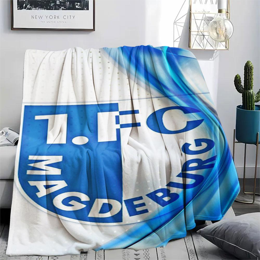 1PC 1. FC Magdeburg Flame Patterned Flannel Blanket Suitable For All Seasons for Home Decor Warmth and Comfort Gifts Holiday Present