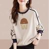 Sonbahar Kış Yuvarlak Yaka Günlük Moda Baskılı Sweatshirt Kadın Yama İşlemeli Her Şeyle Uyumlu Alt Giyime Uygun Kazak Üst