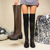 Women's Over The Knee Long Boots, Round Toe High Heel Thigh High Boots, Chunky Heel Winter Booties for Women