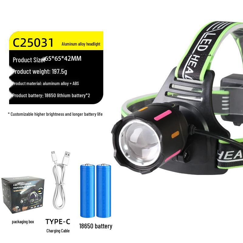 Dual-Light LED Laser Cannon Rechargeable Headlamp - Super Bright, Long Battery Life, Ideal for Night Fishing