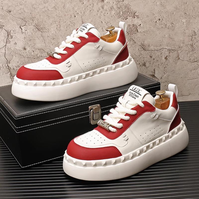 Red men's height-increasing casual board shoes, men's simple and versatile white sneakers, youth trendy shoes b33