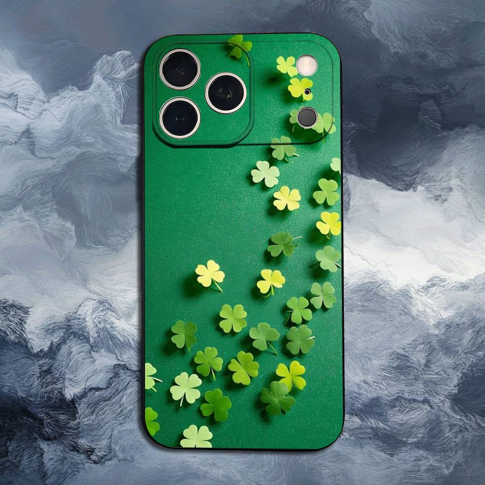 

Чехол Четырехлистный клевер для iPhone 12,14,15,16,11,17,13,X,Mini,SE,XS,Plus,Pro,Max,8,7,XR, Мягкий силикон, Черный iPhone11PRO