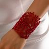 1pc Women'S Bold Statement Bracelet - Chunky Red Coral-like Bangle, Hip-Hop Party Jewelry for Everyday