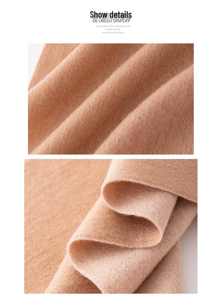 High-End Double-Sided 100% Lambswool Solid Color Scarf Shawl for Winter