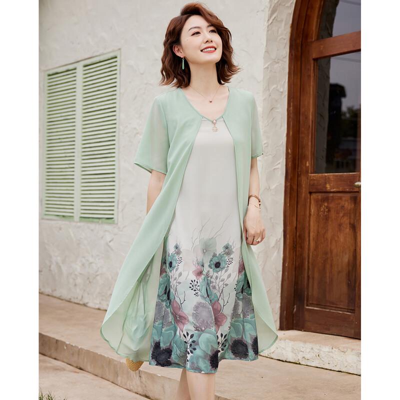 

Платье пастельных тонов из искусственного шифона с принтом, имитирующее костюм-двойку 3XL