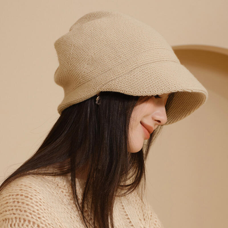 Iroa Fashion Beanie Loose Fit Knit Women s Short Beanie Brim Hat ivory