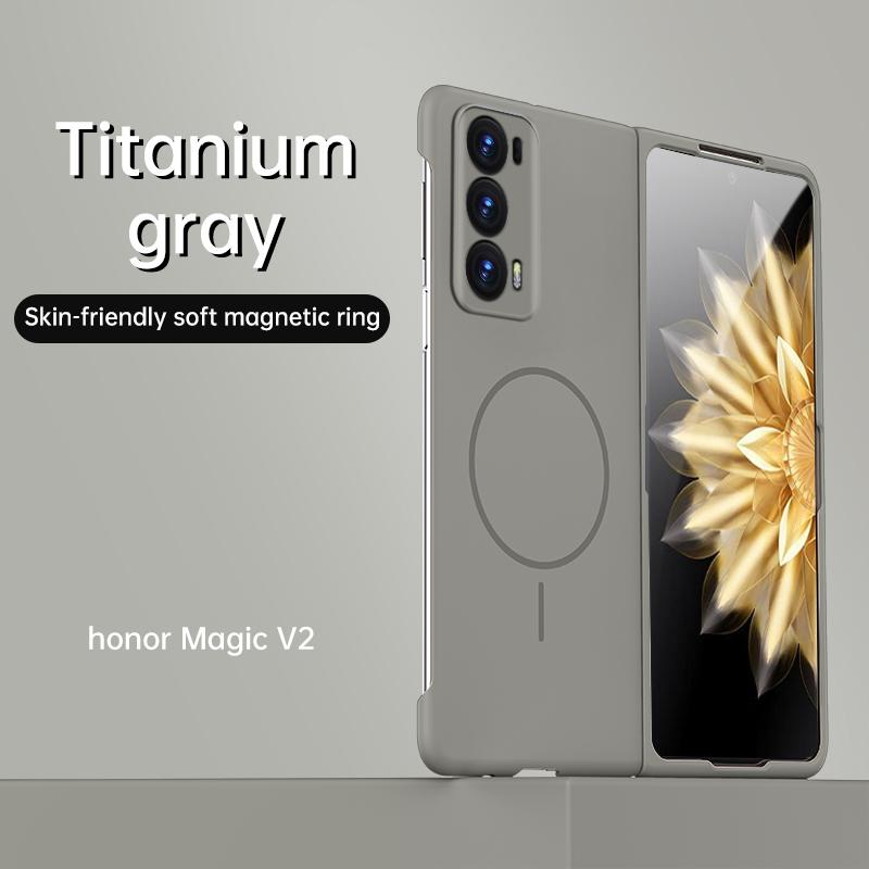 Cienka Matowa Skóra Do Magnetycznego Etui Dla Honor Magic V2 MagicV2 5G Bezprzewodowe Ładowanie Twardy Tylny Pokrowiec Capa